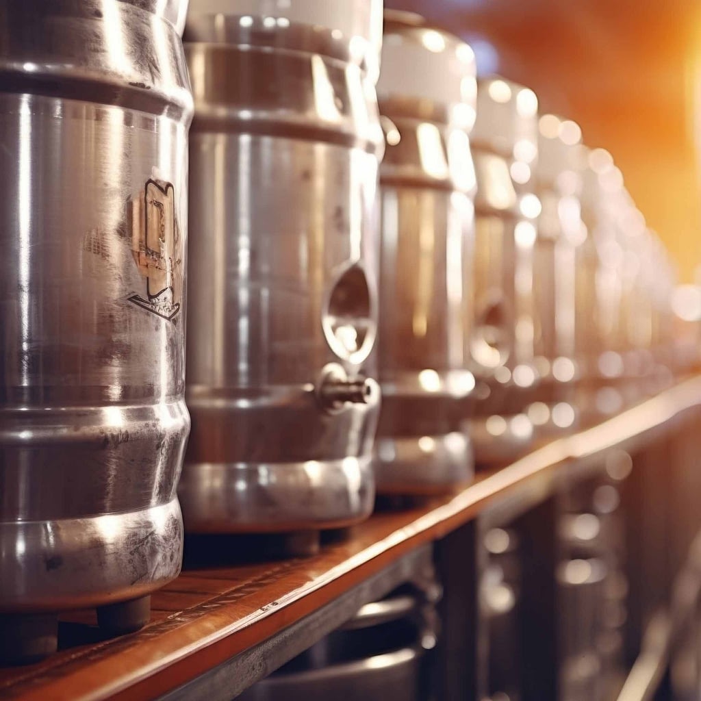 Beer kegs in refrigerated cellar