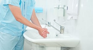 Hospital worker disinfection process