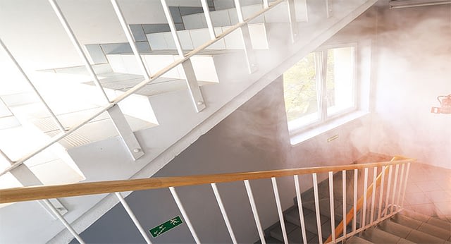 Smoke in a commercial building - fire safety