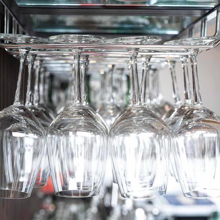 Glassware in dishwasher