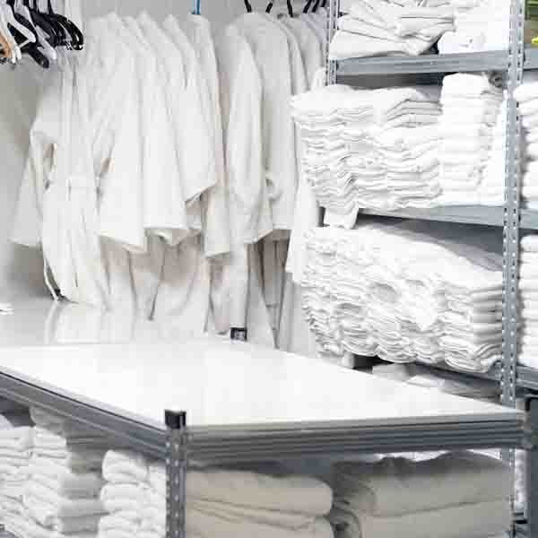 Ironed linen in commercial environment