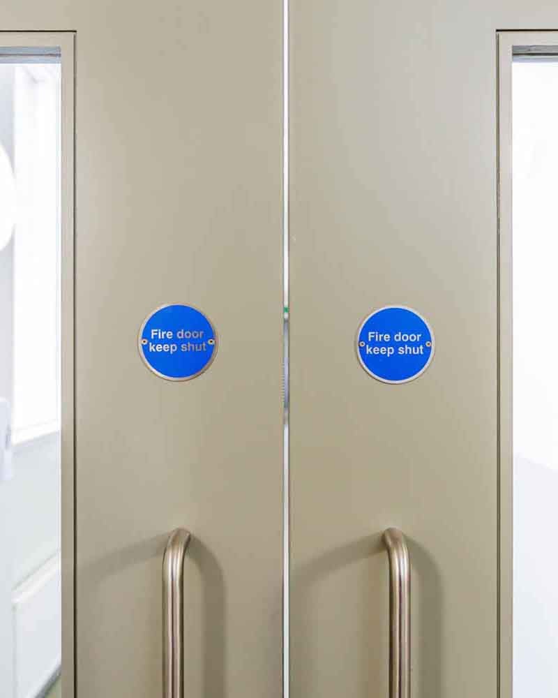 Double leaf fire doors - closed