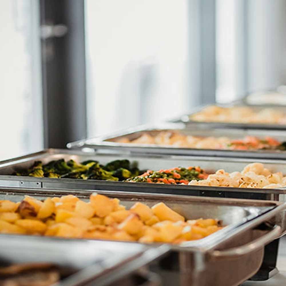 Hot cupboard with food served