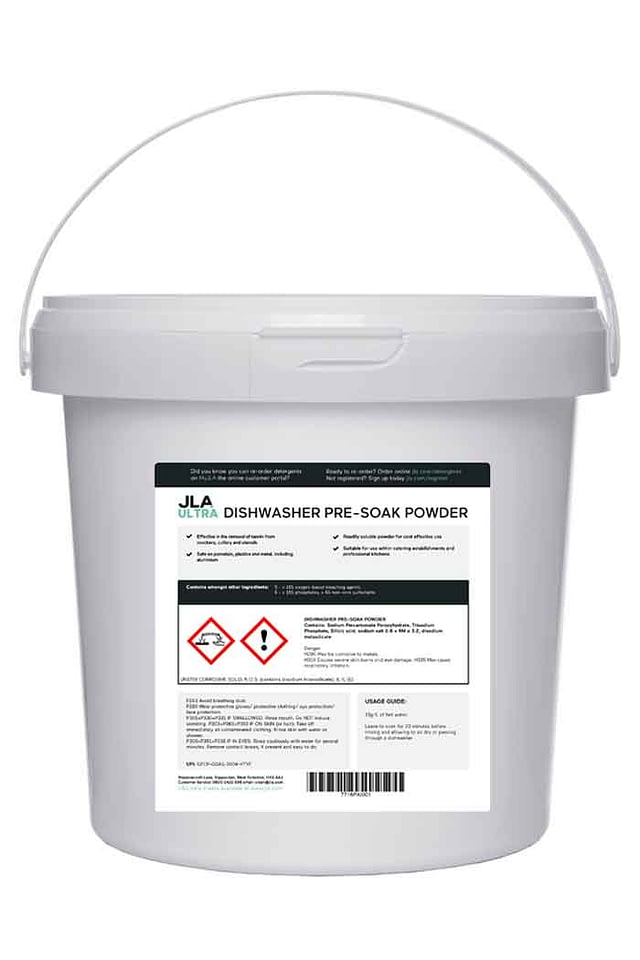 Commercial dishwasher pre-soak powder