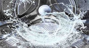 Inside commercial washing machine