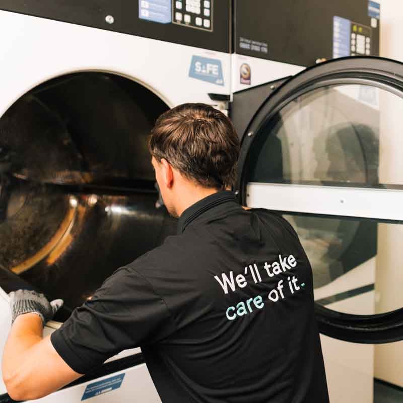 Engineer inspecting machine