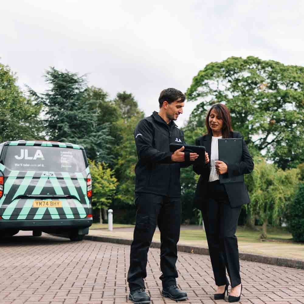 JLA engineer with customer